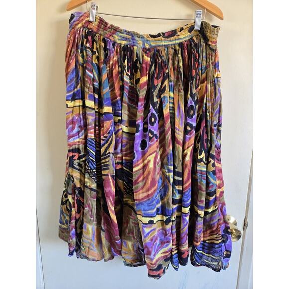 Campagnie Internationale Express Womens Maxi Skirt Safari Boho Peasant Jungle L - Picture 2 of 3